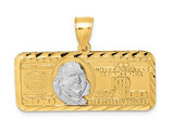 14K Yellow Gold Diamond-Cut 100 Dollar Bill Charm Pendant (NO CHAIN)