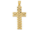 14K Yellow Gold Diamond-Cut Cross Link Design Pendant (NO CHAIN)
