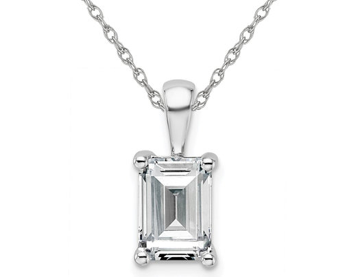 3.00 Carat (ctw D-E-F, VS) Certified Emerald-Cut Lab-Grown  Diamond Solitaire Pendant Necklace in 14K White Gold with Chain