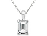 3.00 Carat (ctw D-E-F, VS) Certified Emerald-Cut Lab-Grown  Diamond Solitaire Pendant Necklace in 14K White Gold with Chain