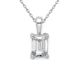 1.00 Carat (ctw E-F, VS1-VS2) Emerald-Cut Lab-Grown Diamond Solitaire Pendant Necklace in 14K White Gold with Chain