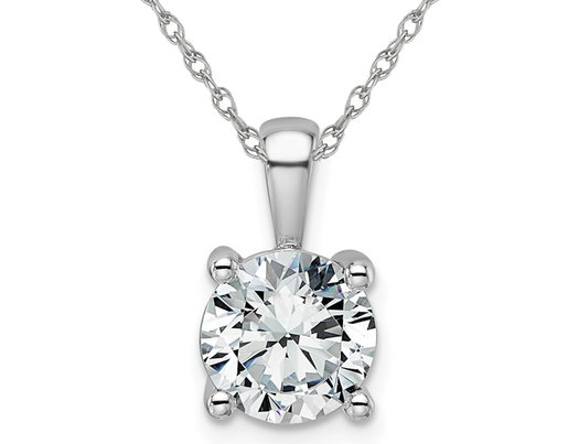2.00 Carat (ctw E-F, VS) Lab-Grown Diamond Solitaire Pendant Necklace in 14K White Gold with Chain