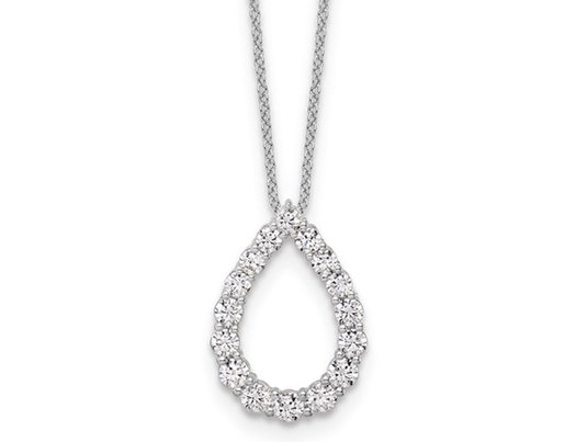 1.00 Carat (ctw E-F, VS) Lab-Grown Diamond Drop Necklace Pendant in 14K White Gold with Chain