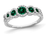 1/2 Carat (ctw) Lab-Created Emerald Ring 14K White Gold with Diamonds 1/4 Carat (ctw)