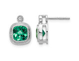 1.72 Carat (ctw) Lab-Created Emerald Post Earrings in 10K White Gold