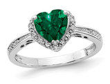 1.25 Carat (ctw) Lab-Created Emerald Heart Ring in Sterling Silver