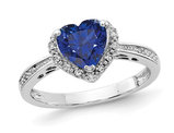1.65 Carat (ctw) Lab-Created Blue Sapphire Heart Ring in Sterling Silver