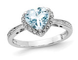 1.25 Carat (ctw) Clear-Light Aquamarine Heart Ring in Sterling Silver