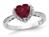 1.50 Carat (ctw) Lab Created Ruby Heart Ring in Sterling Silver