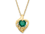 2/5 Carat (ctw) Lab-Created Emerald Heart Pendant Necklace in 10K Yellow Gold with Chain