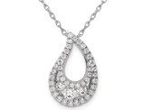 1/2 Carat (ctw G+,SI) Lab-Grown Diamond Drop Necklace Pendant in 14K White Gold with Chain