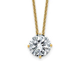 1.75 Carat (ctw Color G-H) 8.0mm Moissanite Solitaire Pendant Necklace in 14K Yellow Gold with Chain