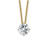 1.00 Carat (ctw Color D-E-F) 6.5mm Moissanite Solitaire Pendant Necklace in 14K Yellow Gold with Chain