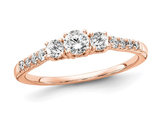 1/2 Carat (ctw VS2, D-E-F) Lab Grown Diamond Three Stone Engagement Ring in 14K Rose Gold