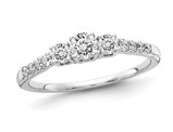 1/2 Carat (ctw VS2, D-E-F) Lab Grown Diamond Three Stone Engagement Ring in 14K White Gold