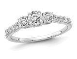 3/4 Carat (ctw VS, D-E-F) Lab Grown Diamond Three Stone Engagement Ring in 14K White Gold