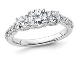 1.50 Carat (ctw VS, D-E-F) Lab Grown Diamond Three Stone Engagement Ring in 14K White Gold