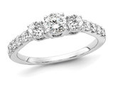 1.00 Carat (ctw VS, D-E-F) Lab Grown Diamond Three Stone Engagement Ring in 14K White Gold