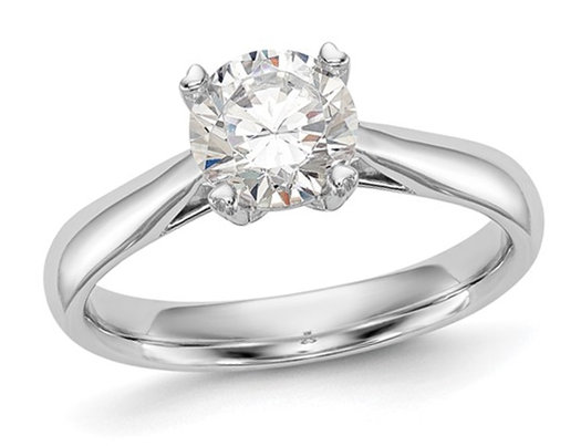 1.00 Carat (ctw G-H, SI1-SI2) Cetified Lab Grown Diamond Solitaire Engagement Ring in 14K White Gold (SIZE 7)
