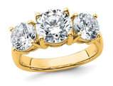 4.00 Carat (ctw VS2-SI1, G-H) Lab Grown Diamond Three Stone Ring in 14K Yellow Gold