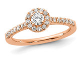 1/2 Carat (ctw G+, SI1-SI2) Lab Grown Diamond Engagement Halo Ring in 14K Rose Gold