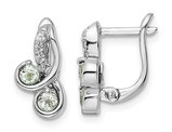 1/2 Carat (ctw) Green Quartz and White Topaz Hinged Earrings in Sterling Silver
