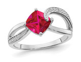 1.79 Carat (ctw) Cushion-Cut Lab-Created Ruby Ring in Sterling Silver