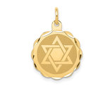 14K Yellow Gold Star of David Disc Charm Pendant (NO CHAIN)