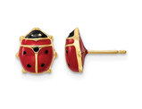 14K Yellow Gold Post Earrings with Enameled Lady Bugs
