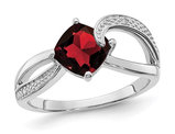 2.00 Carat (ctw) Cushion-Cut Garnet Ring in Sterling Silver