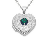 1/5 Carat (ctw) Lab-Created Emerald Heart Pendant Necklace in Sterling Silver with Chain