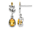 1.35 Carat (ctw) Citrine Dangle Leaf Drop Earrings in Sterling Silver