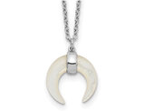 Sterling Silver Mother of Pearl Moon Pendant Necklace with Chain (16 inches)