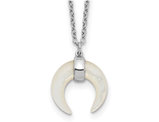 Sterling Silver Mother of Pearl Moon Pendant Necklace with Chain (16 inches)