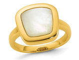 14 Karat Yellow Gold Square Mother of Pearl Ring 
