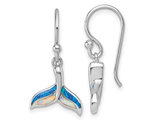Sterling Silver Whale Tail Wire Earrings with Lab Created Opals