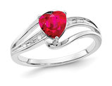 1.00 Carat (ctw) Heart-Cut Lab-Created Ruby Ring in Sterling Silver