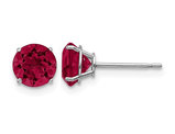 2.20 carat (ctw) Lab-Created Ruby Solitaire Stud Earrings in 14K White Gold (6mm)