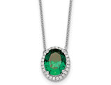 3.15 Carat (ctw) Lab-Created Emerald Halo Pendant Necklace in 14K White Gold with Chain and Diamonds