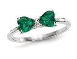 4/5 Carat (ctw) Lab-Created Emerald Double Heart Ring in 14K White Gold
