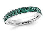 1.20 Carat (ctw) Leb-Created Emerald Eternity Band Ring in Sterling Silver