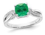 1.00 Carat (ctw) Lab-Created Emerald Ring in Sterling Silver