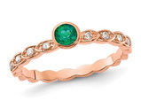 1/4 Carat (ctw) Emerald Ring in 10K Rose Pink Gold