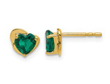 4/5 Carat (ctw) Lab-Created Emerald Post Heart Earrings in 10K Yellow Gold