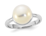 Freshwater Cultured 10-11mm Button Pearl Ring in Sterling Silver
