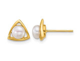 14K Yellow Gold Freshwater Cultured 4-5mm Pearl Triangle Earrings
