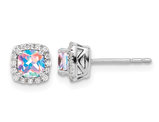 4/5 Carat (ctw) Mercury Mist Mystic Fire Topaz Earrings in Sterling Silver with Diamonds