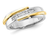 Men's 10K White and Yellow Gold Diamond Band Ring 1/4 Carat (ctw)