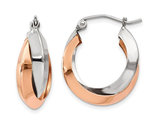 14K Rose Pink and White Gold Polished Hoop Earrings