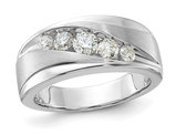 Men's 1.00 Carat (ctw) Satin and Polished Cruved 14K White Gold Ring